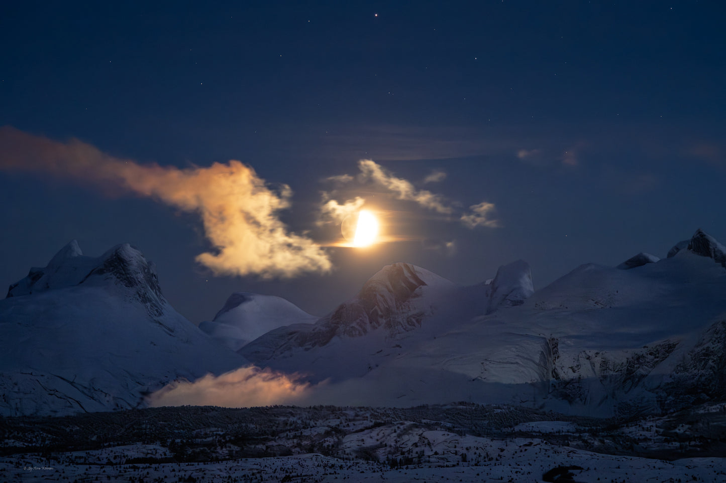 Mountain Range Børvasstindene Magic Night Sky 2